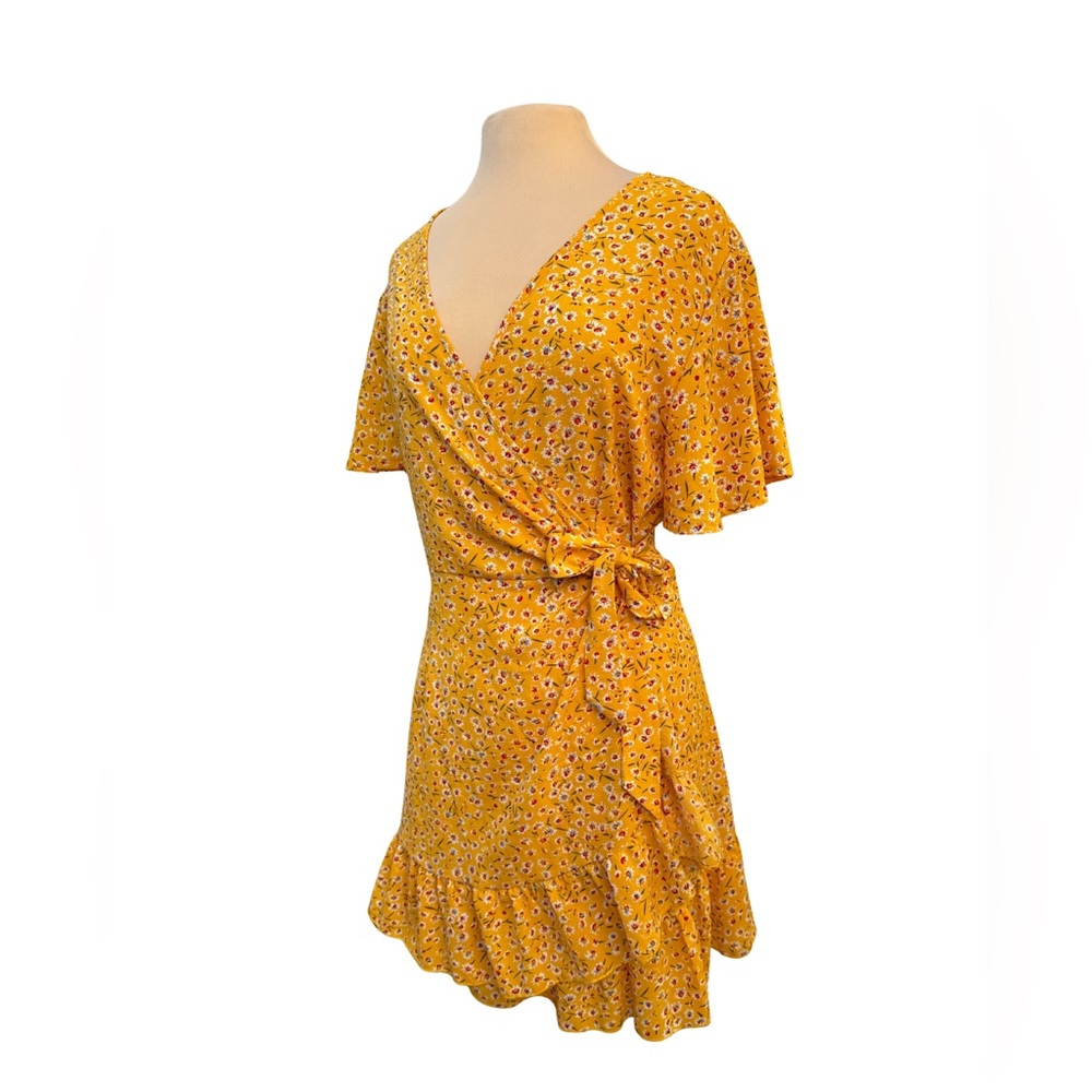 Floral Wrap Dress in Yellow